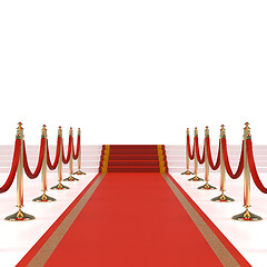 Image showing Red carpet with red ropes