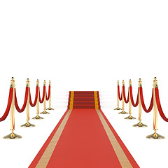 Image showing Red carpet with red ropes