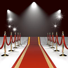 Image showing Red carpet with red ropes