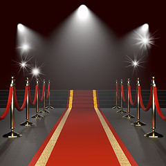 Image showing Red carpet with red ropes