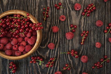 Image showing Fresh berries on wooden table