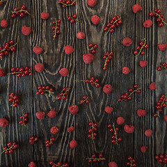 Image showing Fresh berries on wooden table