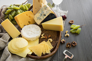 Image showing Various types of cheese set