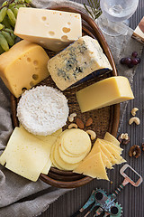 Image showing Various types of cheese set