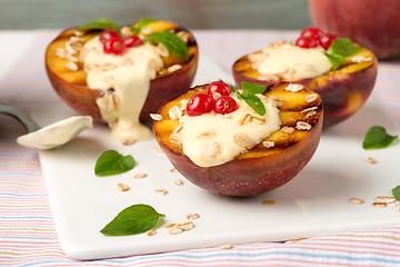Image showing Grilled peaches dessert