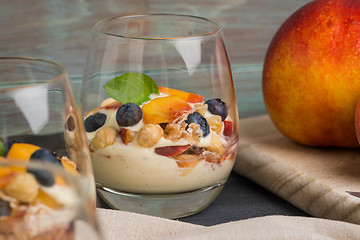 Image showing Cream and peach desert