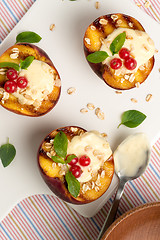 Image showing Grilled peaches dessert