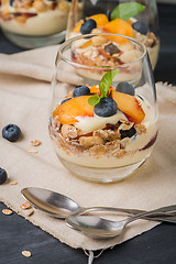 Image showing Cream and peach desert