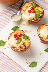 Image showing Grilled peaches dessert