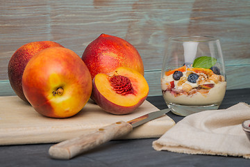 Image showing Cream and peach desert