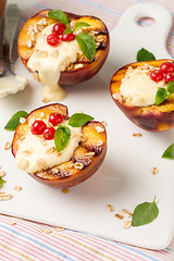 Image showing Grilled peaches dessert