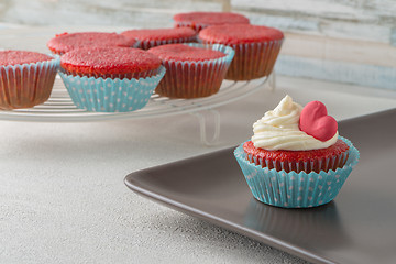 Image showing  Cupcakes with red heart