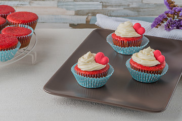 Image showing  Cupcakes with red heart