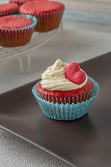 Image showing  Cupcakes with red heart