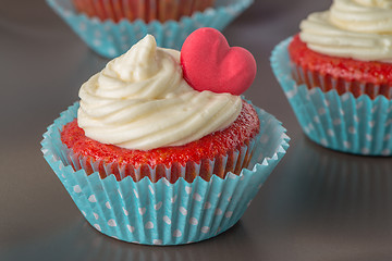 Image showing  Cupcakes with red heart