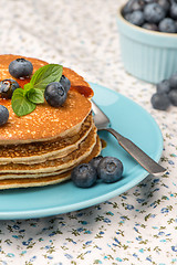 Image showing Pancakes with fresh blackberries