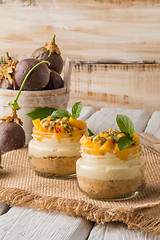 Image showing Desert with yogurt and passion fruit