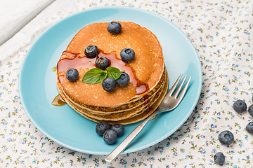 Image showing Pancakes with fresh blackberries