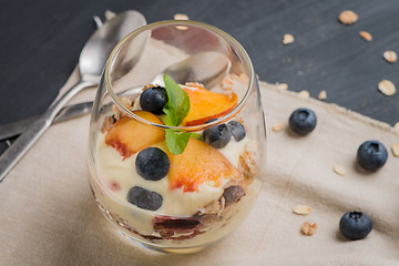 Image showing Cream and peach desert