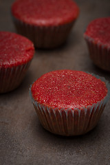 Image showing Home baked red beetroot muffins