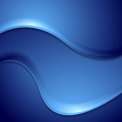 Image showing Dark blue abstract wavy background