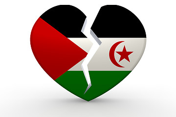 Image showing Broken white heart shape with Western Sahara flag