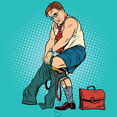 Image showing Pop art retro man wears pants