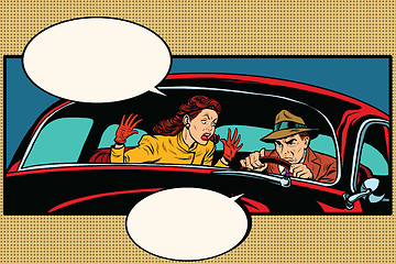 Image showing Husband and wife quarrel in the car