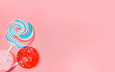 Image showing Vintage Pink Background With Colored Candy