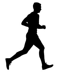 Image showing Silhouettes Runners on sprint, men. illustration.