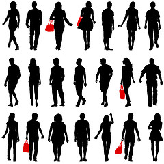 Image showing Couples man and woman silhouettes on a white background. illustration