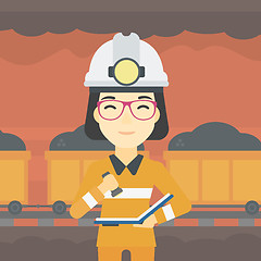 Image showing Miner checking documents vector illustration.