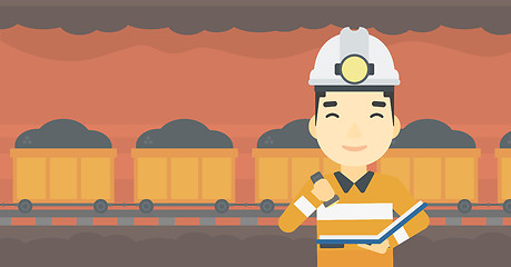 Image showing Miner checking documents vector illustration.