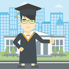 Image showing Graduate giving thumb up vector illustration.