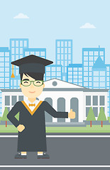 Image showing Graduate giving thumb up vector illustration.