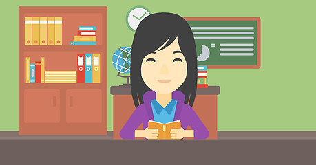 Image showing Student reading book vector illustration.