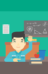 Image showing Student raising hand in class for an answer.