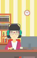 Image showing Woman playing computer game vector illustration.