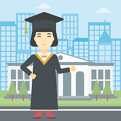 Image showing Graduate giving thumb up vector illustration.