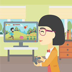 Image showing Woman playing video game.