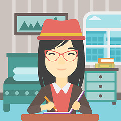 Image showing Journalist writing in notebook vector illustration