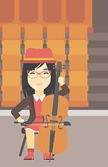 Image showing Woman playing cello vector illustration.