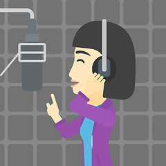 Image showing Singer recording song vector illustration.