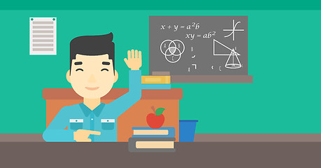 Image showing Student raising hand in class for an answer.