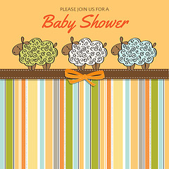 Image showing Delicate baby shower card with sheep