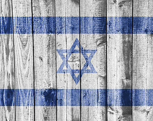 Image showing Flag on weathered wood