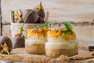 Image showing Desert with yogurt and passion fruit