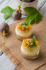 Image showing Desert with yogurt and passion fruit