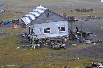 Image showing Abandoned old hunting house in tundra of Novaya Zemlya archipelago