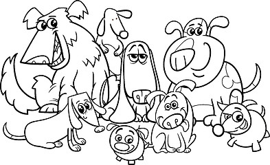 Image showing dogs group cartoon coloring book